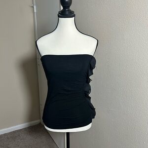 White House Black Market Elegant Black Ruffle Top